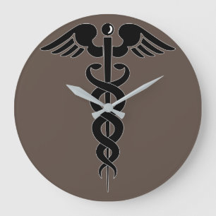 Grande Horloge Ronde caducée-symbole médical-logo-médical