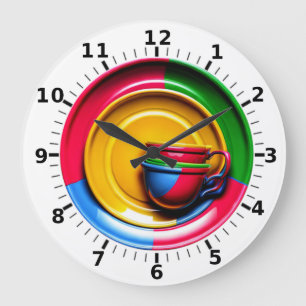 Grande Horloge Ronde Café coloré