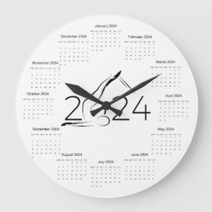 Grande Horloge Ronde Calendrier 2024 pour instructeur Pilates