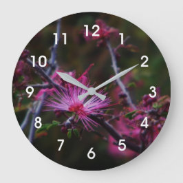 Grande Horloge Ronde Calliandra à feuilles soyeuses