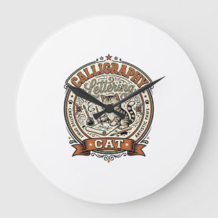 Grande Horloge Ronde Calligraphie Lettre Chaton Calligraphie Lettre Ca