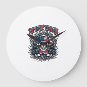 Grande Horloge Ronde Camion Monstre Crâne Tout-Terrain Patriotique 1776