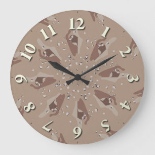 Grande Horloge Ronde Camo du désert Kaleidoscope