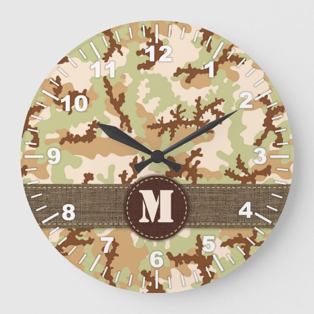 Grande Horloge Ronde Camouflage du désert (Recto)