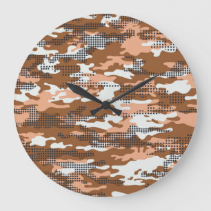 Grande Horloge Ronde Camouflage Polka Dot : Abstrait sans fil.