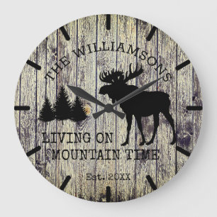 Grande Horloge Ronde Campagne Rustique en Bois Vivant sur le Temps de l