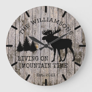 Grande Horloge Ronde Campagne Rustique en Bois Vivant sur le Temps de l