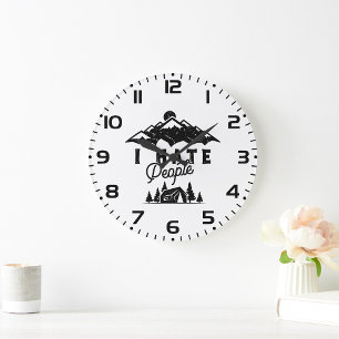 Grande Horloge Ronde Camping Anti-Social Drôle Je Déteste Les Gens