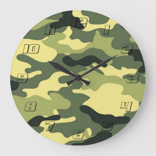 Grande Horloge Ronde Camping Chasse Camouflage vert