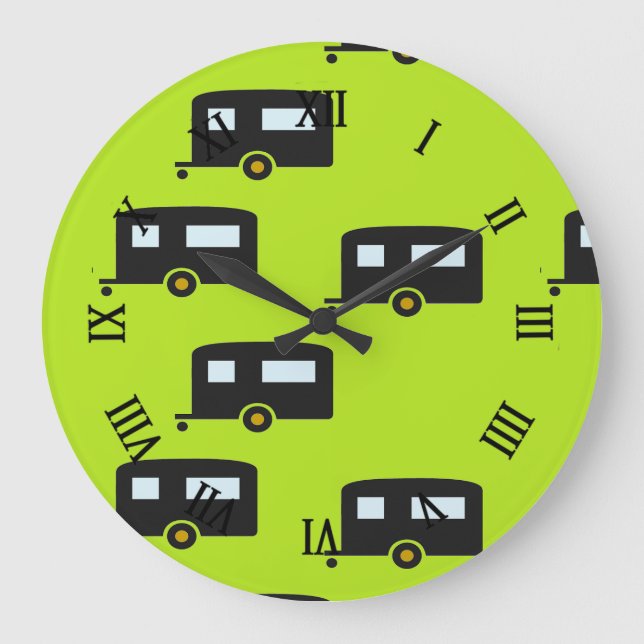 Grande Horloge Ronde Camping remorques en vert (Recto)