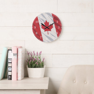 Grande Horloge Ronde Canada Flag Wall Clock — Waving Flag Design