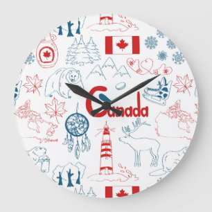 Grande Horloge Ronde Canada   Motif de symboles