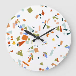 Grande Horloge Ronde Canard en caoutchouc moderne Illustré Terrazzo