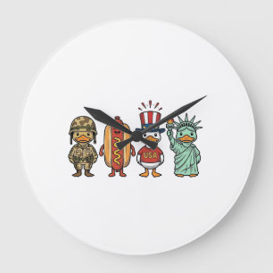 Grande Horloge Ronde Canard patriotique et chemise vectorielle vintage