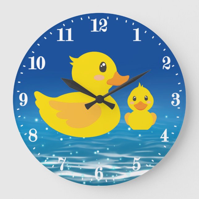 Grande Horloge Ronde canards décoratifs pour salle de bain mignons (Recto)