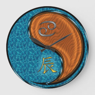 Grande Horloge Ronde Cancer & Dragon de Bois