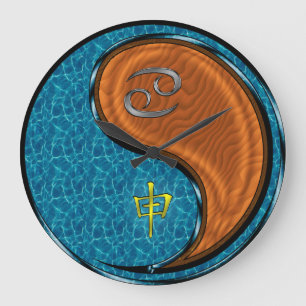 Grande Horloge Ronde Cancer & Singe de Bois