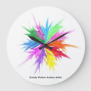 Grande Horloge Ronde Candy Waters Artiste de l'autisme