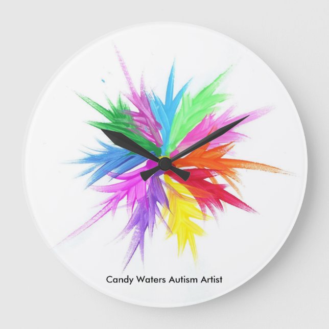 Grande Horloge Ronde Candy Waters Artiste de l'autisme (Recto)
