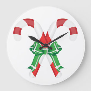 GRANDE HORLOGE RONDE CANDYCANES DE NOËL
