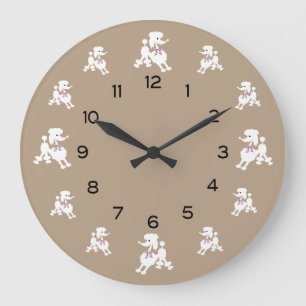 Grande Horloge Ronde Canicules blanches avec rubans roses