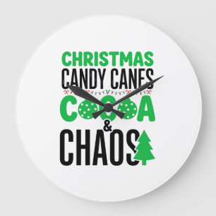Grande Horloge Ronde Canne de Noël au Cacao Chaos Design