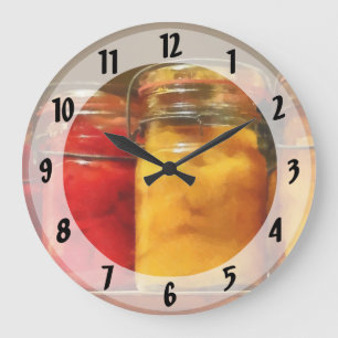 Grande Horloge Ronde Canning jarres de tomates et pêches