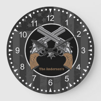 Grande Horloge Ronde Canons Croisés De Style Occidental Avec Nom