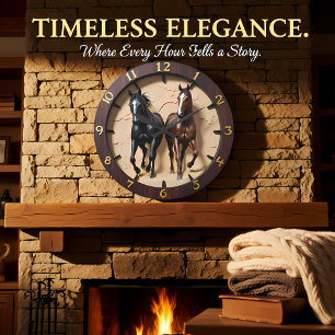 Grande Horloge Ronde Canyon des Étalons Sauvages Faux Bois