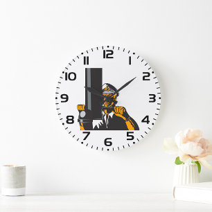 Grande Horloge Ronde Capitaine de sous-marin nautique utilisant un peri