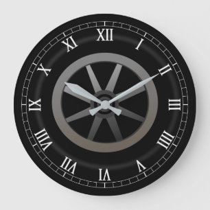 Grande Horloge Ronde Car Wheel Auto Themed Design