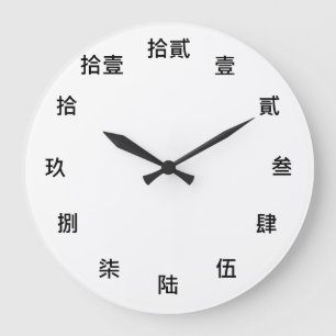 Grande Horloge Ronde Caractère numérique chinois (police noire)