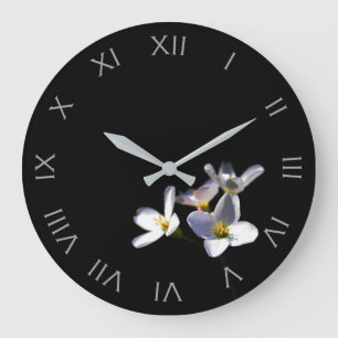 Grande Horloge Ronde Cardamine Pratensis Fleurs Gris Roman Num wccn