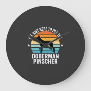 Grande Horloge Ronde Caressez le Doberman Pinscher Rétro