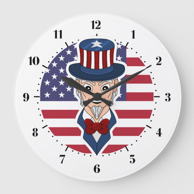 Grande Horloge Ronde Caricature de l'oncle Sam (Recto)