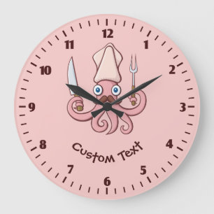 Grande Horloge Ronde Caricature du chef calmar