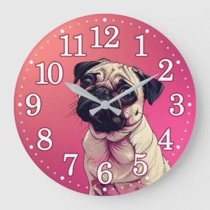 Grande Horloge Ronde Carlin Portrait Visage Rose Ombre