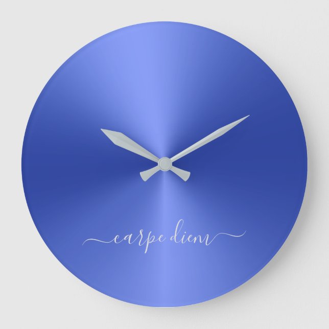 Grande Horloge Ronde Carpe diem Dark Blue Metallic Style acrylique (Recto)