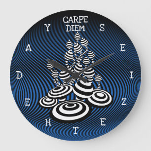 Grande Horloge Ronde Carpe Diem seize the day Magic Mushroom blue.
