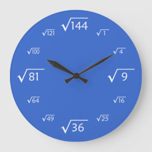 Grande Horloge Ronde Carré de l'horloge du mur racine (bleu/blanc)