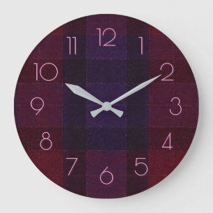 Grande Horloge Ronde Carreaux Confortables Bordeaux Marron Violet