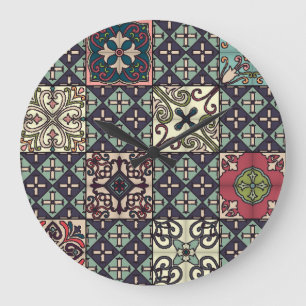 Grande Horloge Ronde Carreaux portugais : Talavera Style sans couture