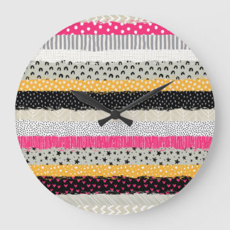 Grande Horloge Ronde Carrelage en Patchwork : Conception Versatile Sans