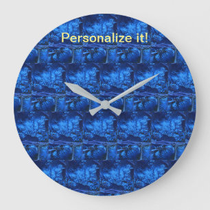 Grande Horloge Ronde Carrelage et miroir design de blues psychédéliques