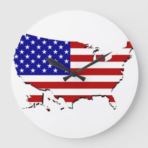Grande Horloge Ronde Carte de drapeau des USA