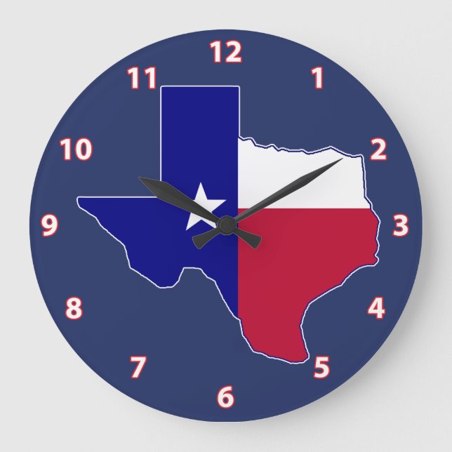 Grande Horloge Ronde Carte de drapeau du Texas (Recto)