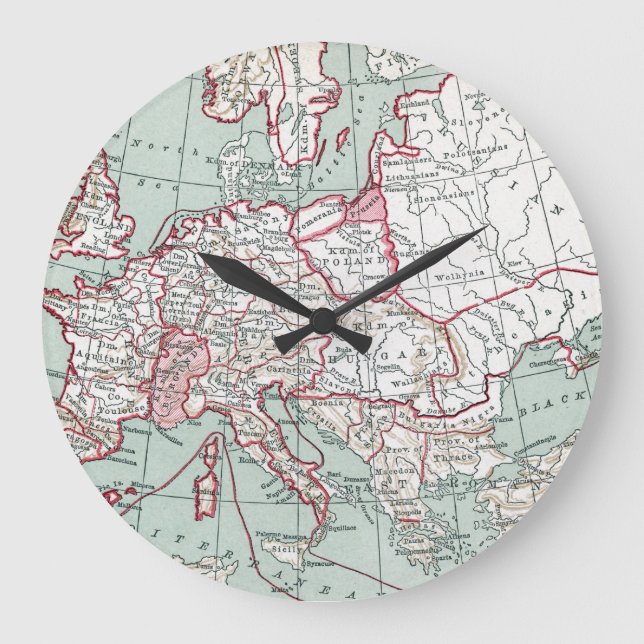 Grande Horloge Ronde CARTE De l'EUROPE, 12ème siècle (Recto)