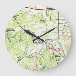 Grande Horloge Ronde Carte de Luckenbach TX