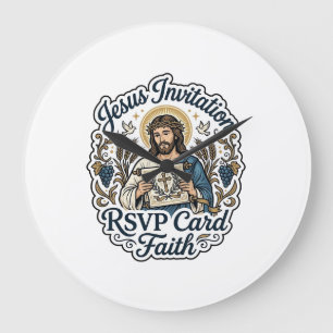 Grande Horloge Ronde Carte de réponse à l'invitation de Jésus Foi Invit