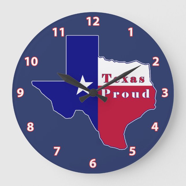 Grande Horloge Ronde Carte fière de drapeau du Texas (Recto)